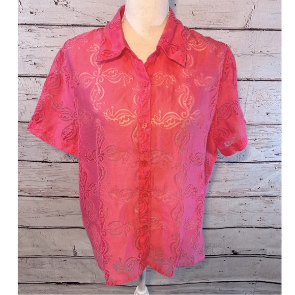 Alfred Dunner Tops - ALFRED DUNNER Button Down Shirt Burnout Pink-16P